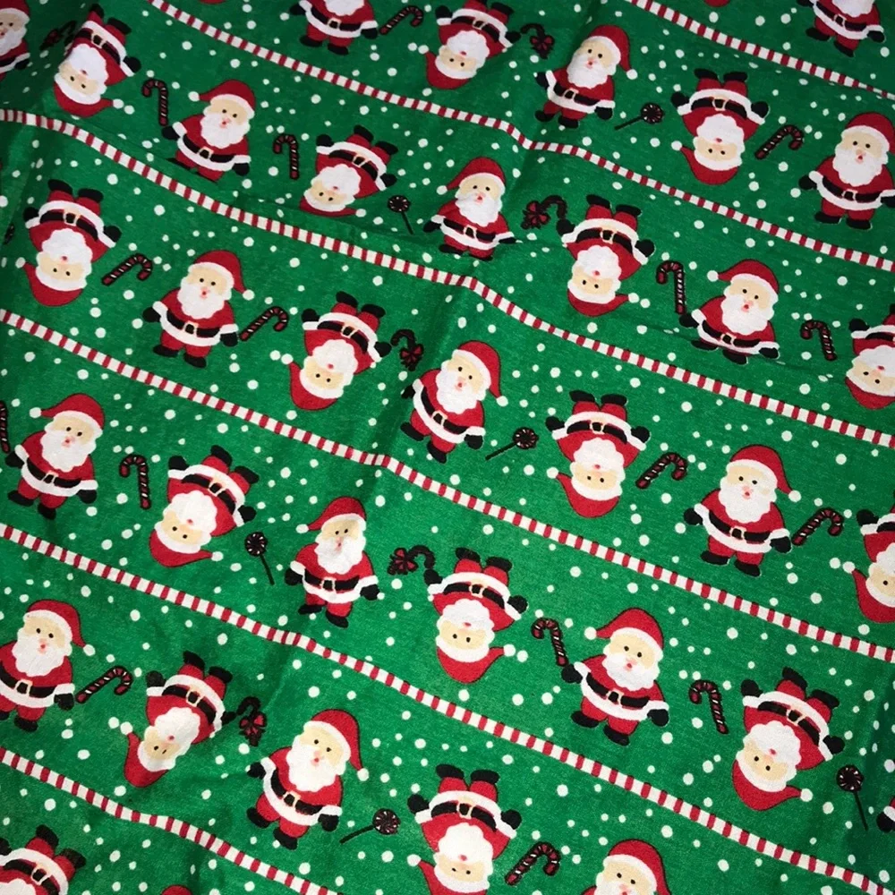 Holiday Santa Cotton Bandana - Green with Red‎ Trim